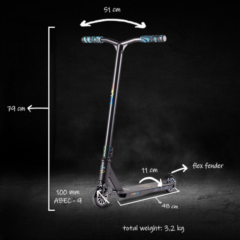 SKITT Freestyle koloběžka SPIKE Black Rainbow_parameters
